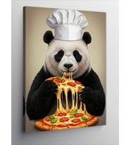 Kanvas Tablo Pizza Yiyen Şef Panda