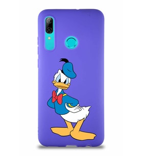 Huawei P Smart 2019 Soft Premier Kapak Donald Duck-D Tasarımlı Silikon Kılıf - Mor (Şeffaf)