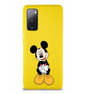 Samsung Galaxy S20 FE Soft Premier Kapak Mickey Mouse-A Tasarımlı Silikon Kılıf - Sarı (Şeffaf)
