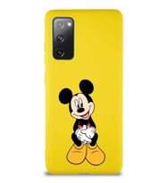 Samsung Galaxy S20 FE Soft Premier Kapak Mickey Mouse-A Tasarımlı Silikon Kılıf - Sarı (Şeffaf)