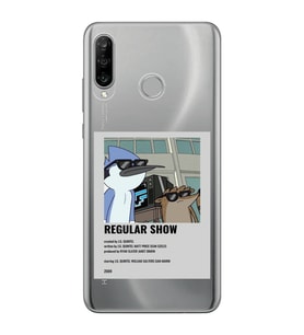 Huawei P30 Lite Uyumlu Regular Show Mordecai ve Rigby Desenli Şeffaf Telefon Kılıfı