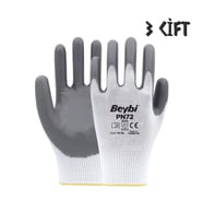 Beybi Polyester-Nitril İş Eldiveni PN72 No: 10 GRİ - 3 Çift