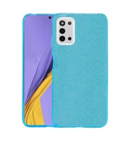 Samsung Galaxy A03S Kılıf Simli Parlak Shining Kapak (Mavi)