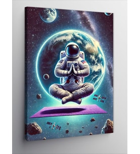 Kanvas Tablo Uzayda Meditasyon Yapan Astronot