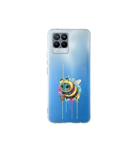 Realme 8 Pro ile uyumlu Splash arı tasarımlı şeffaf silikon kılıf