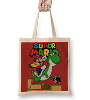 Süper Mario E Yoshi Bez Çanta Uzun Saplı