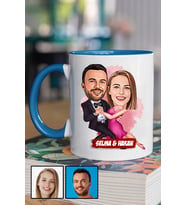Romantik Sevgililer Günü Hediyesi Karikatürlü Mavi Kupa Bardak