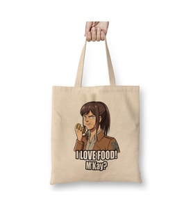 Attack On Titan Sasha I Love Food M'Kay Beyaz Bez Çanta Uzun Saplı Alışveriş Çantası Plaj Çantası