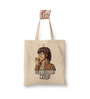Attack On Titan Sasha I Love Food M'Kay Beyaz Bez Çanta Uzun Saplı Alışveriş Çantası Plaj Çantası