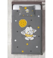 MEKTA HOME BEBEK VE ÇOCUK ODASI Sarı Filli Balon Desenli Yatak Örtüsü