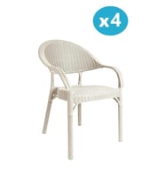 Omnipazar IRK-HK735 Bambu Rattan Desenli Plastik Bahçe Sandalye Koltuk 4'lü Set