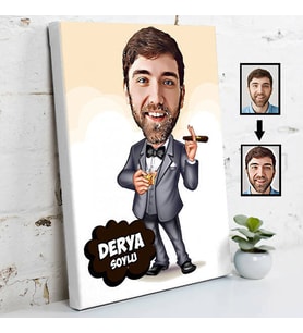 Patron Karikatürlü Kanvas Tablo