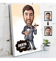 Patron Karikatürlü Kanvas Tablo