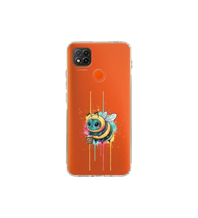 Redmi 9c ile uyumlu Splash arı tasarımlı şeffaf silikon kılıf