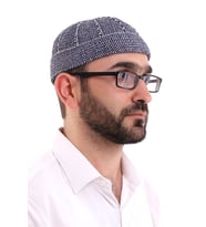 Lacivert Katlamalı Çift Renk Kışlık Kadife Takke (Karışık)