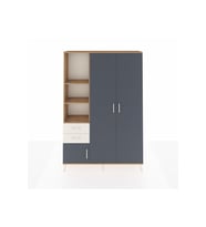 Arges Dolap 5 Raflı 2 Çekmeceli Tek Askılı 132x30x195 Çam-Antrasit/Aytaşı
