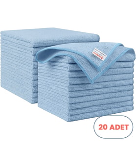 Mulpex Mikrofiber Temizlik Bezi 20 Adet - 40x40 cm, 375 GSM, Parlak Dokulu, 60 gr ±2, Yüksek Emici, İz Bırakmaz