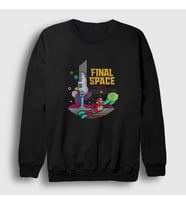 Presmono Unisex Siyah Mooncake Final Space Sweatshirt 436991tt