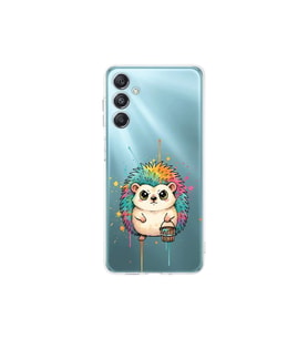 Samsung Galaxy M35 ile Uyumlu Splash Kirpi Tasarımlı Şeffaf Silikon Kılıf