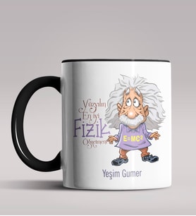 Kişiye Özel 100 Yılın En İyi Fizik Öğretmeni Tasarım Siyah Kupa  (Siyah)