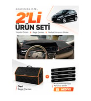 e-biz RENAULT SCENIC 3 (2009-2016) Uyumlu Torpido Örtüsü + Deri Çanta - Siyah-Kahverengi - RE045