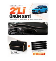 e-biz FORD TOURNEO CONNECT (2023-2026) Uyumlu Torpido Örtüsü + Tay Tüyü Çanta - Siyah-Bej - FO024