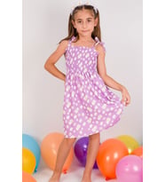 KIZ ÇOCUK ASKILI ELBİSE ÇİÇEK DESENLİ B35 HCM00119 (Lila)