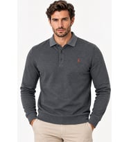 Dewberry Erkek Pamuklu Sweatshirt Düz Antrasit V9007 Günlük Üst Giyim, Hafta Sonu Kombini, Seyahat Gardırobu