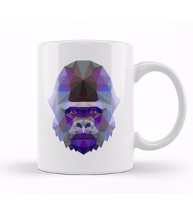 Geometric Animal Gorilla Kupa Bardak Porselen