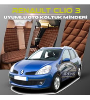 Renault Clio 3 Kahverengi Renk Tay Tüyü Cepli & Terletmez Sırtlı Oto Koltuk Minder Seti - Koltuk Koruma Kılıfı (ÖN & ARKA TAM SET)
