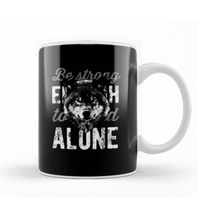 Wolf Be Strong Alone Kupa Bardak Porselen