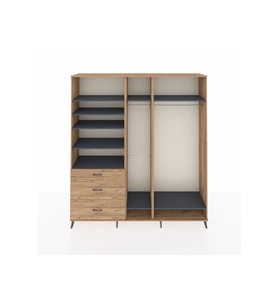 Hyperion Dolap 9 Raflı 3 Çekmeceli 3 Askılı 220x44x243 Çam-Antrasit/Çam