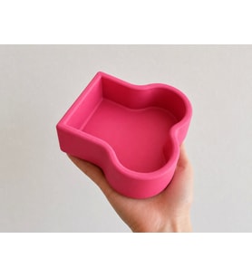 Kemik Model Beton Kedi Köpek Mama ve Su Kabı - Pembe