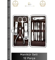 #ManikürSeti Profesyonel Paslanmaz Çelik Deri Çantalı Tırnak Bakım Hijyen Manikür Seti 12 Parça