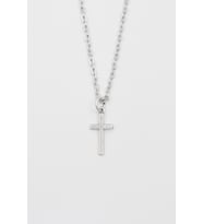 Minimalist Haç Kolye - Düz Ezme İthal Zincirli Unisex Gümüş Kaplama - 60 cm