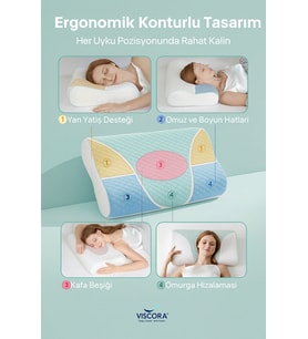 VISCORA Akıllı Visco Köpük Yastık – Ergonomik Kafa ve Omurga Desteği
