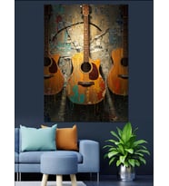 Gitar Müzik Enstrümanı Sanatı Dekoratif Kanvas - Mdf Ahşap Tablo