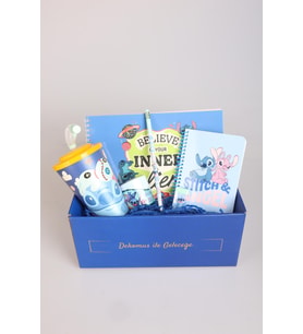 DEKOMUS İLE ÖZEL KUTULU GIFT BOX LİSANSLI STITCH "GALAXY POP" KIRTASİYE SETİ RESİM DEFTERİ,KALEM,SİLGİ