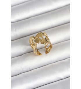 316L Çelik Gold Renk Yelpaze Model Kadın Yüzük TJ-BYK4159