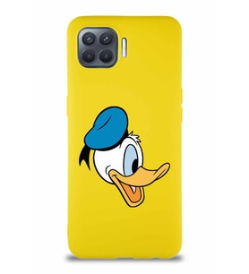 Oppo Reno 4 Lite Soft Premier Kapak Donald Duck-F Tasarımlı Silikon Kılıf - Sarı (Şeffaf)