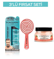 Fontenay Pudra Toz Wax Mavi 20gr + 3 Boyutlu Saç Fırçası + Face And Body Scrub Çilekli 350ml 3'LüSet