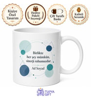 İsme Özel Sinerji Yazılı Kupa Bardak Hediye Özel Tasarım Porselen Mug