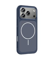 iPhone 17 Pro Max Kılıf M-Safe Şarj Özellikli Metal Kamera Çerçeveli Sanremo Silikon Kılıf (Lacivert)