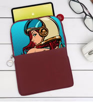 BK Gift Pop Art Tasarımlı Taşınabilir Koruyucu Tablet Kılıfı & Organizer Çanta - Bordo-14