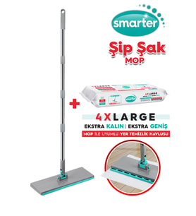 SMARTER Yeni Şip Şak Mop + Yer Havlusu Otomatik El Değmeden Tüm Bezlerle Uyumlu Temizlik Seti Paspas