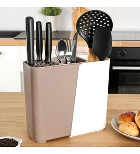 Çok Fonksiyonlu Mutfak Düzenleyici, 2-3 Bölmeli Ayarlanabilir Genişlik, Çatal Kaşık Bıçak Tutucu, 17-24 cm Genişlik (Krem)