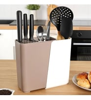 Çok Fonksiyonlu Mutfak Düzenleyici, 2-3 Bölmeli Ayarlanabilir Genişlik, Çatal Kaşık Bıçak Tutucu, 17-24 cm Genişlik (Krem)