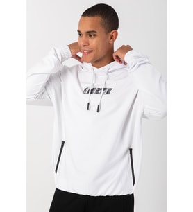 Maraton Oversize Erkek Kapüşonlu Beyaz Sweatshirt