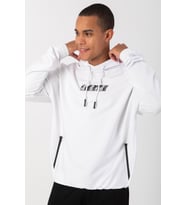 Maraton Oversize Erkek Kapüşonlu Beyaz Sweatshirt