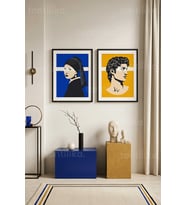 Pop Art Minimalist Portreler 2'li Ahşap Çerçeveli Tablo Seti